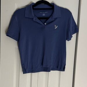 American Eagle Outfitters Navy Cropped Polo Top